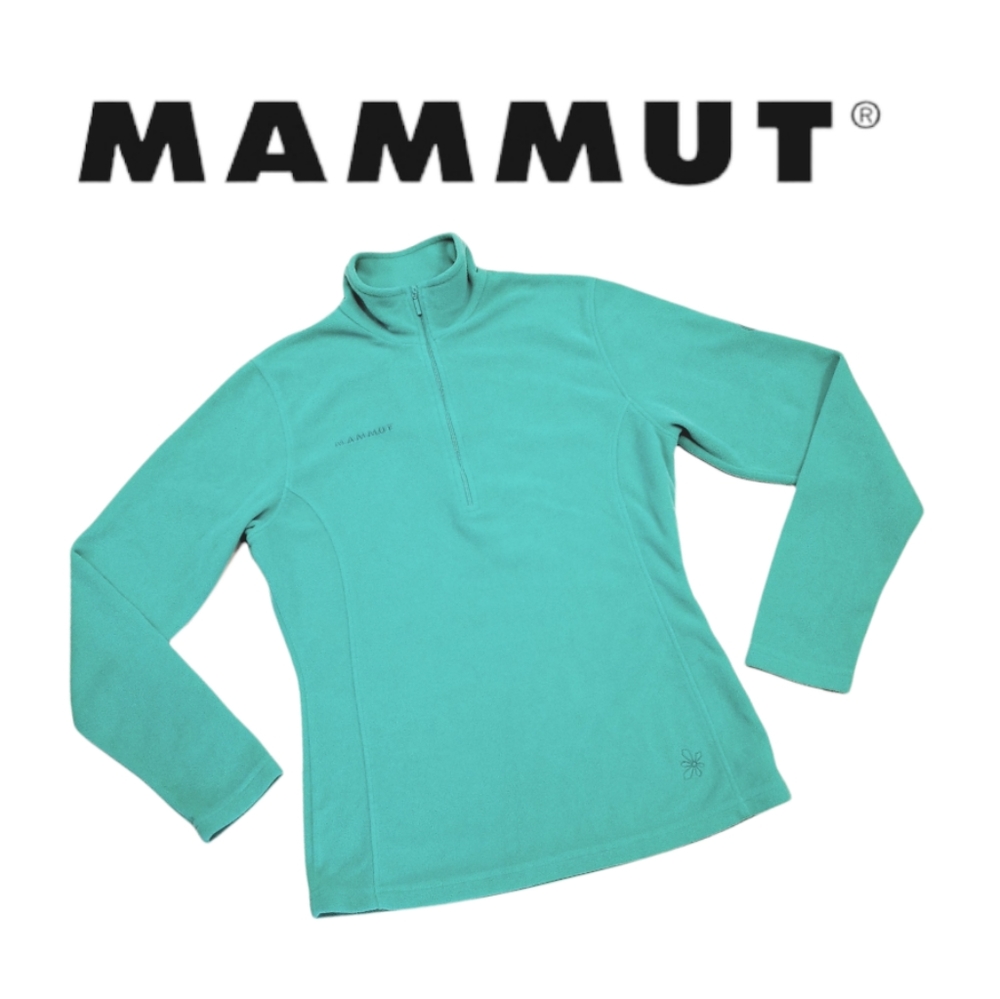 Mammut 1/4 Zip Pullover Womens Aqua Fleece Mock Neck Pullover M. EUC. No holes